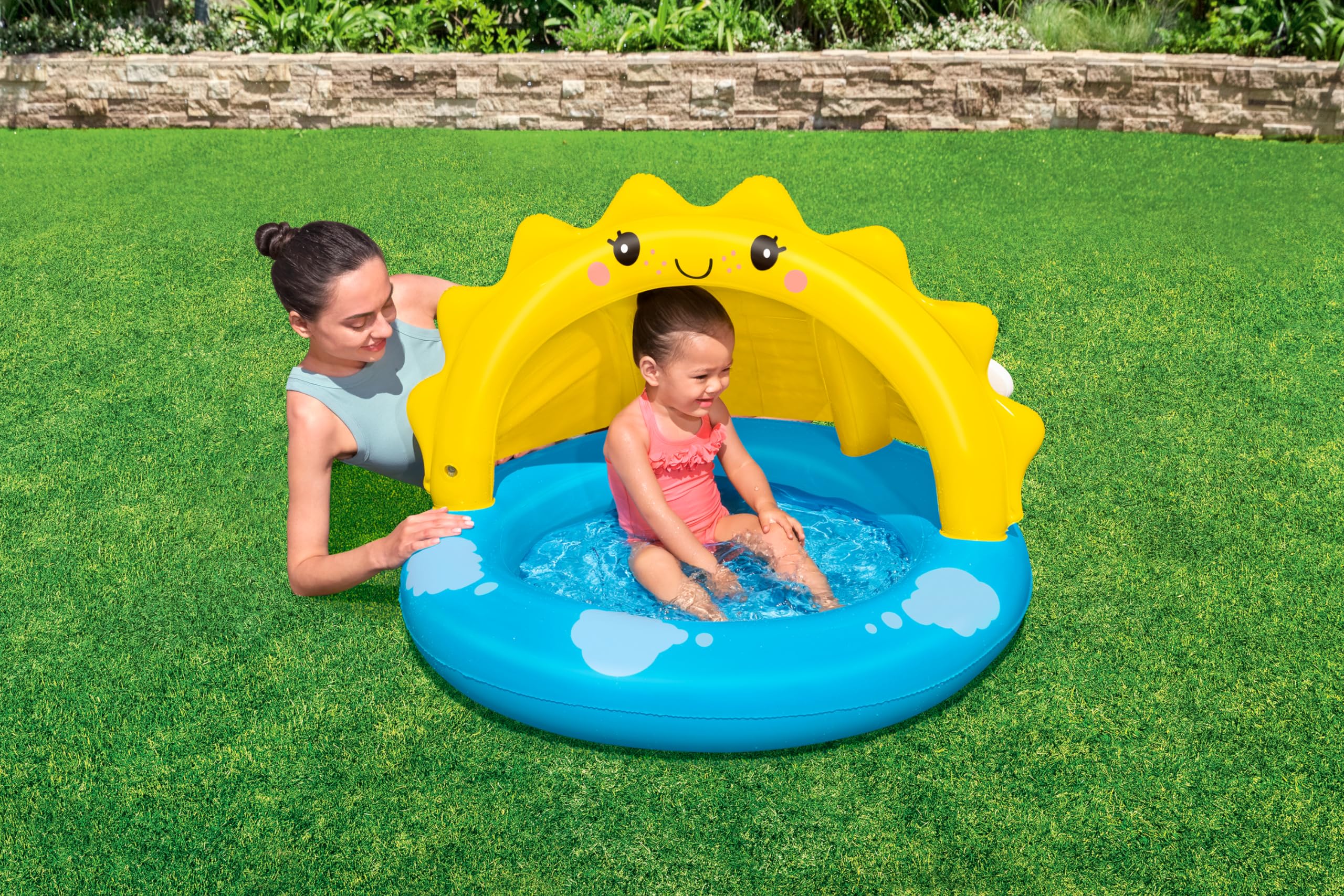 Bestway inflatable sunshade detail providing shade and calmer play