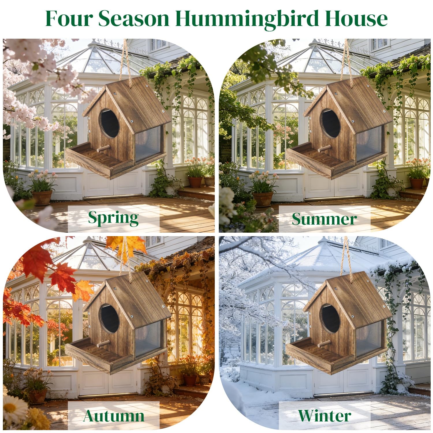 BESWORLDS hanging on a tree branch showing integration with garden decor