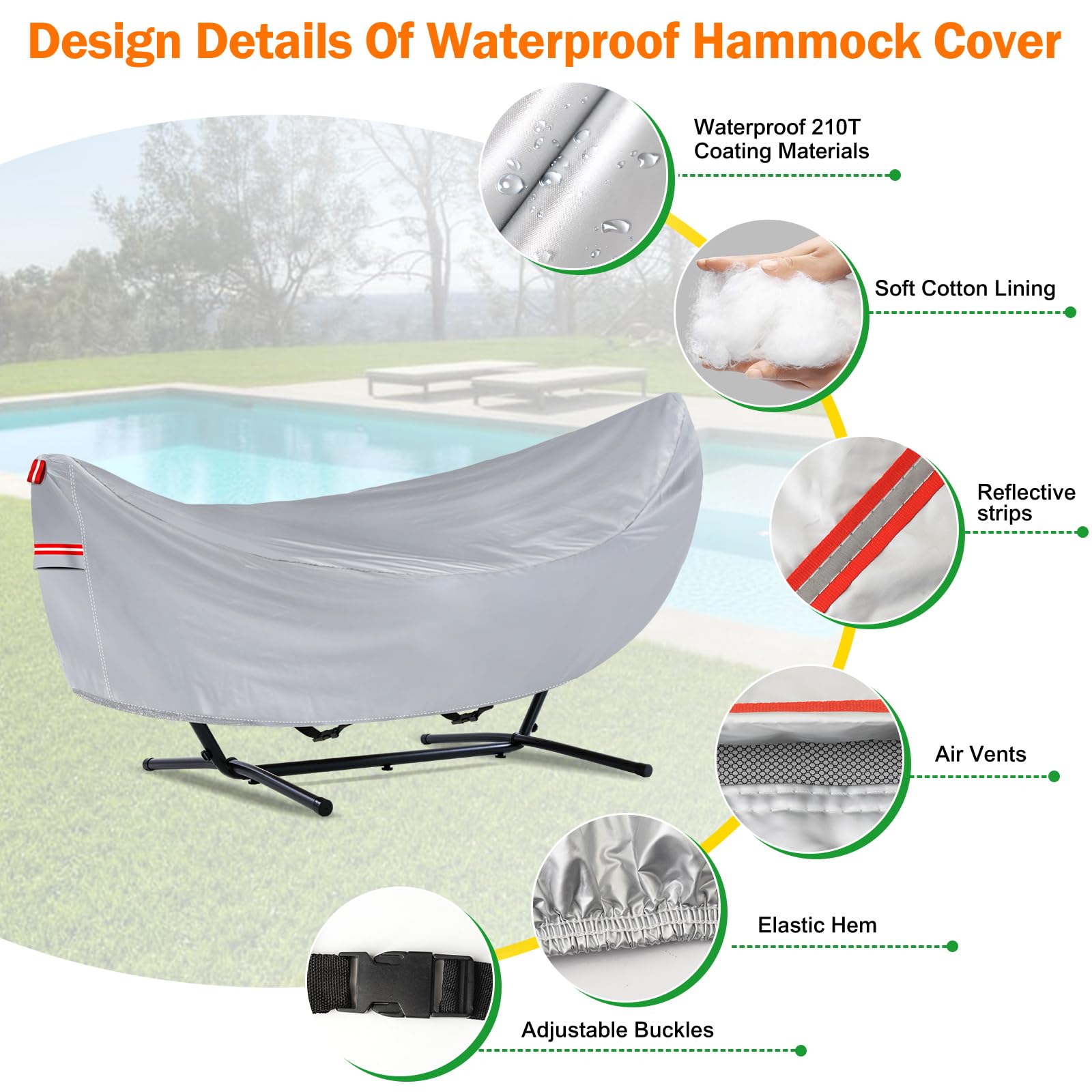 BETERNY windproof straps and elastic hem securing cover in windy conditions