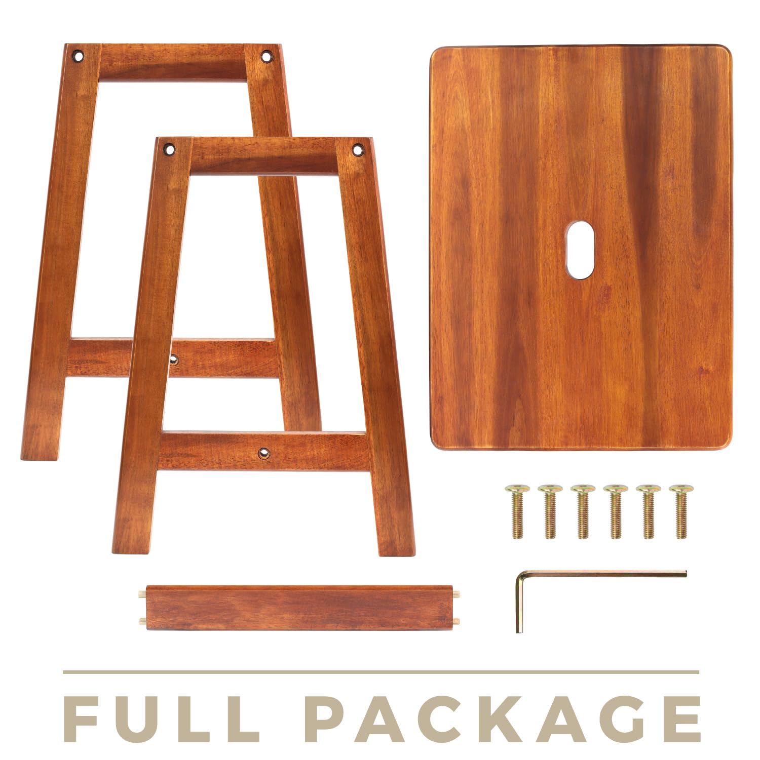 BETSEO acacia stool assembly hardware and instructions for easy setup