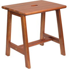 BETSEO acacia stool front view showing compact bench for small spaces