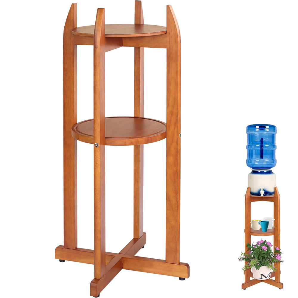 BETSEO front view of wooden water dispenser stand showing stable silhouette and benefit