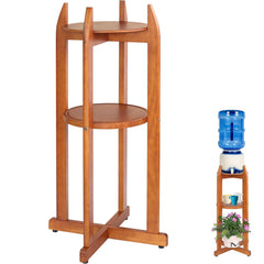 BETSEO front view of wooden water dispenser stand showing stable silhouette and benefit