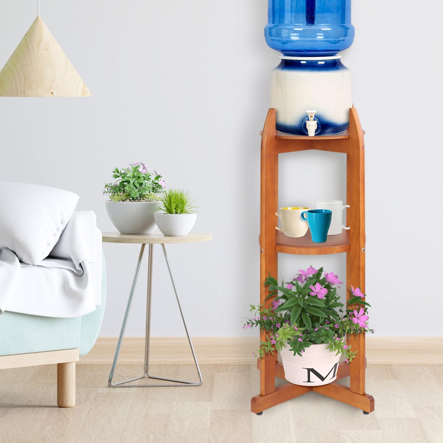 BETSEO scale comparison next to chair indicating compact footprint and space savings
