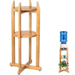 BETSEO front view of wood stand showing stable footprint and natural finish benefit