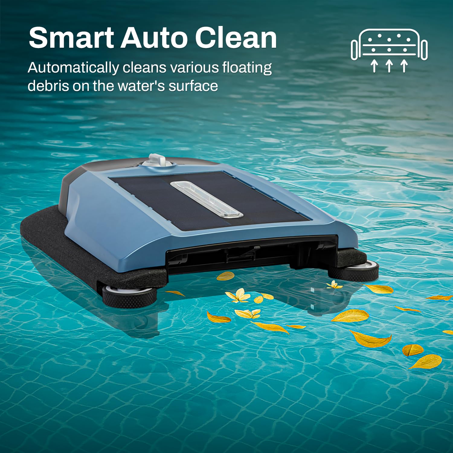 Betta Flex skimmer in an infinity edge pool removing leaves and improving water clarity