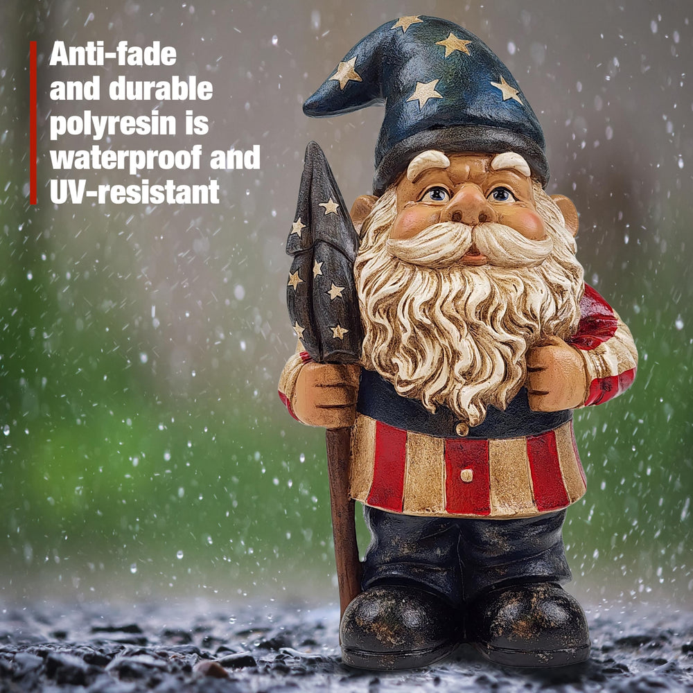 Better Office Products gnome placed in a garden adding curb appeal