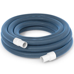 BEWAVE front view of 30' pool vacuum hose showing product packaging and key labels