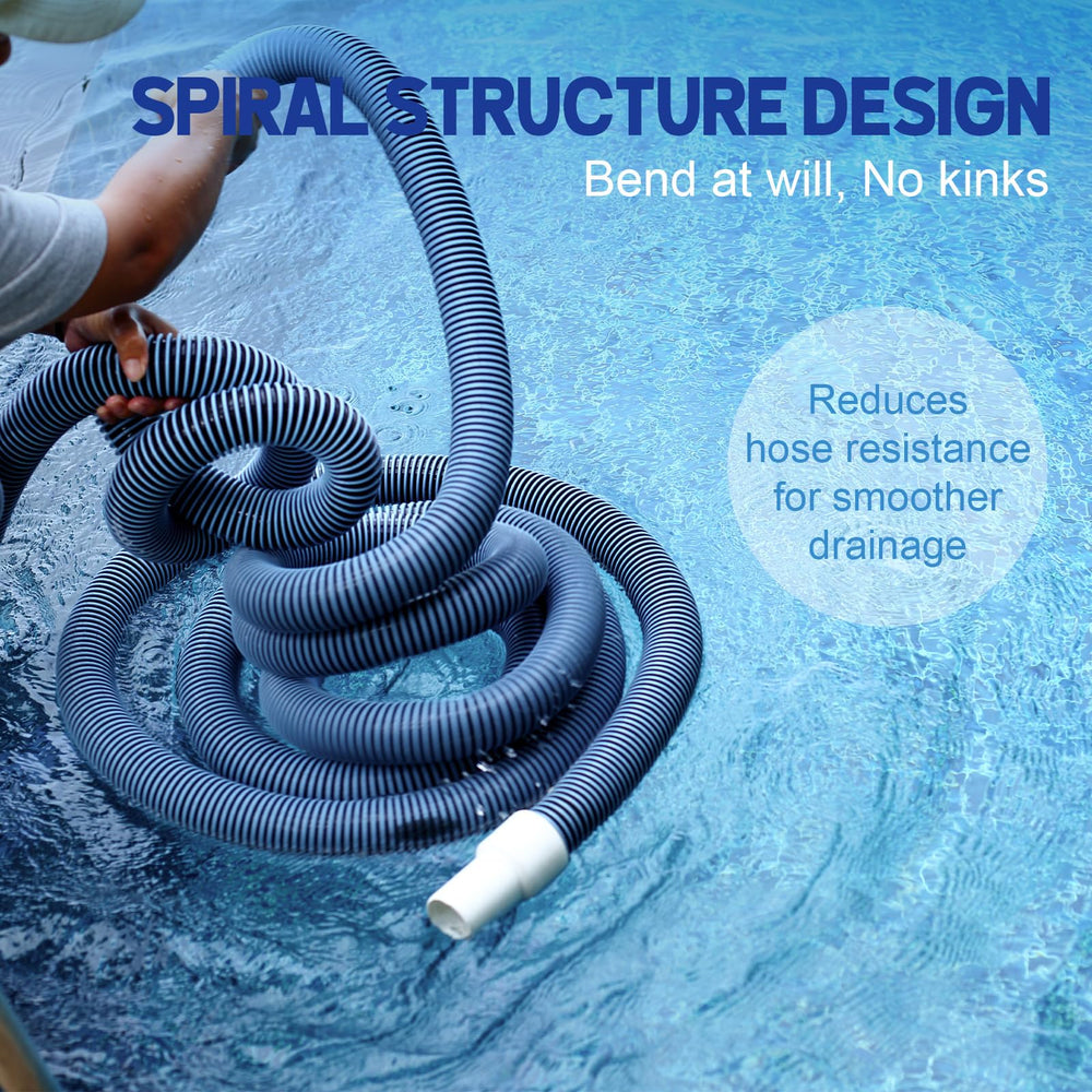 BEWAVE hose floating on pool surface for easier manual vacuuming and control