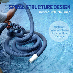 BEWAVE hose floating on pool surface for easier manual vacuuming and control