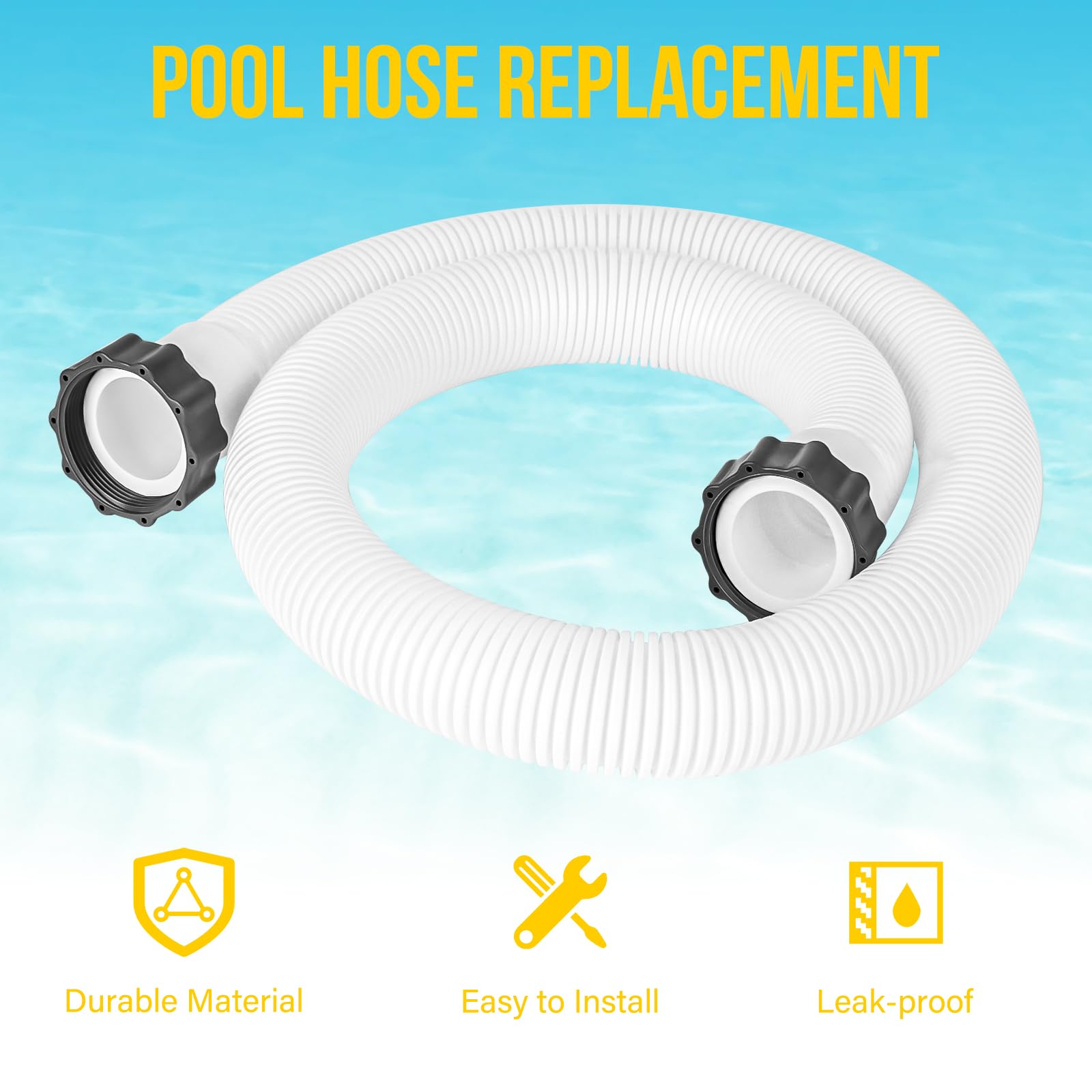 BEWAVE hose laid out full 59-inch length demonstrating correct sizing