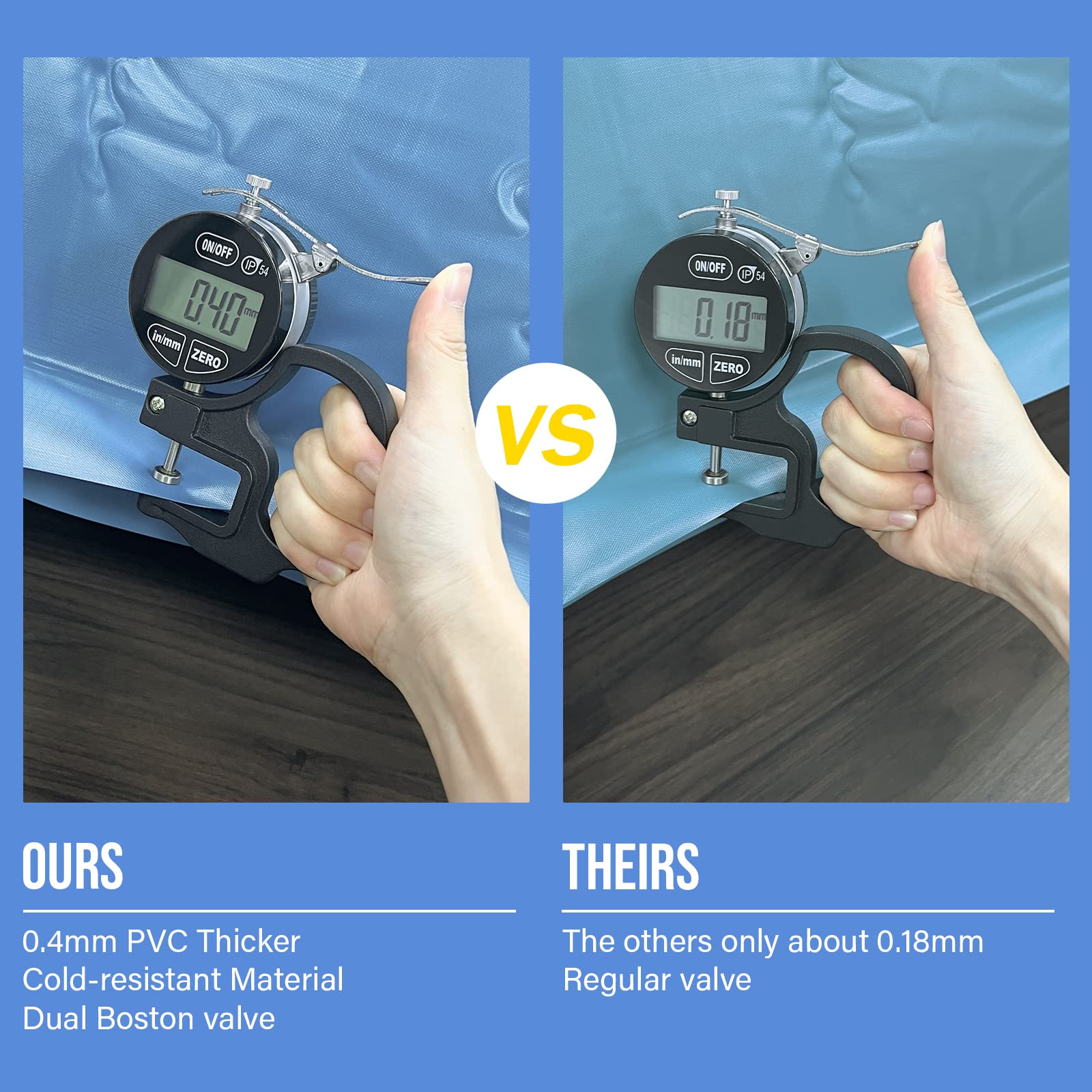 BEWAVE pillow next to measuring tape for size and fit clarity