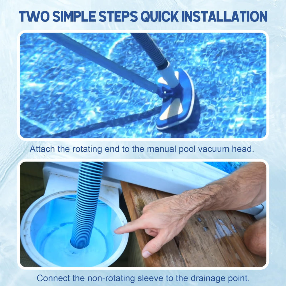 BEWAVE hose end connected to skimmer fitting illustrating quick installation