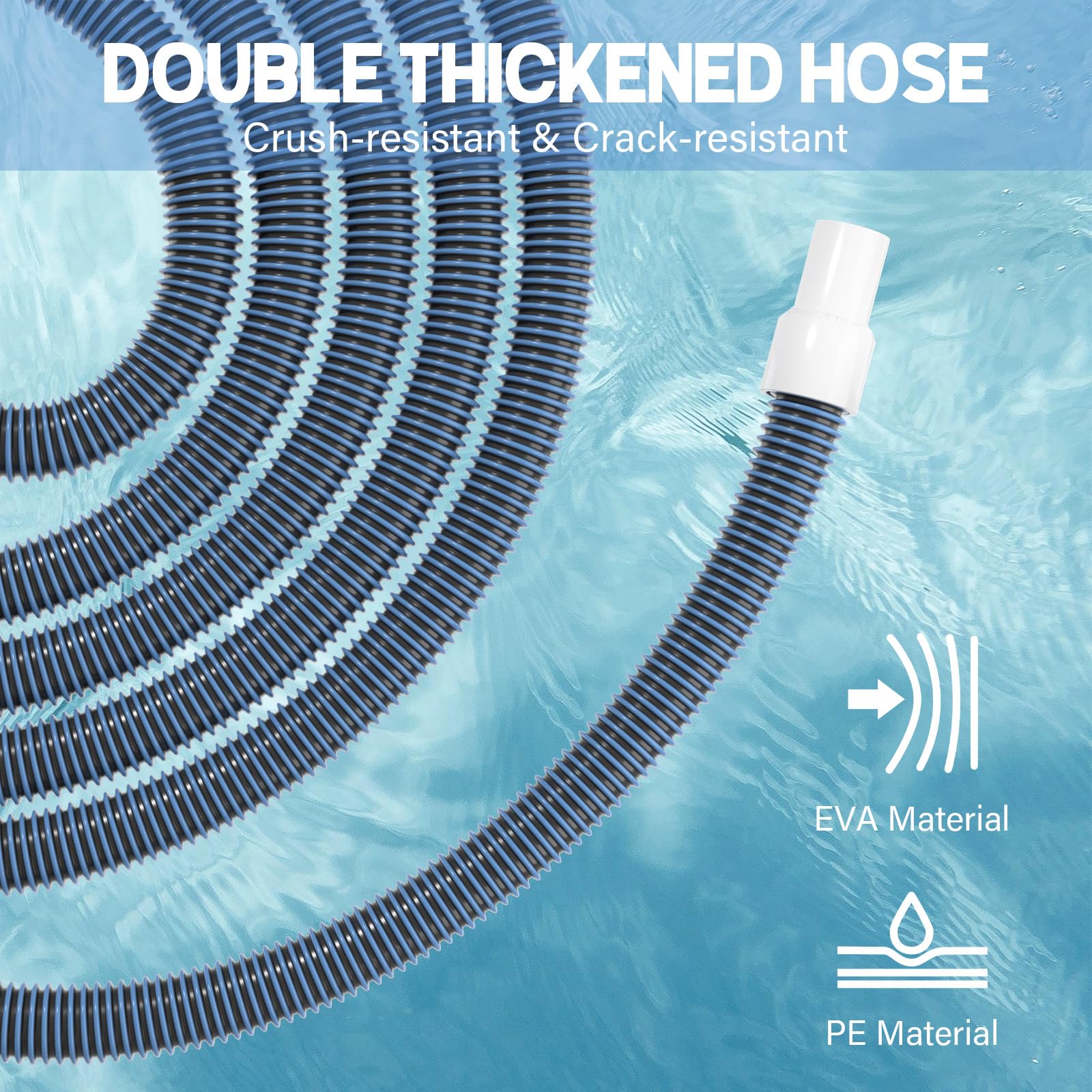 BEWAVE close-up of spiral-wound hose construction demonstrating kink resistance
