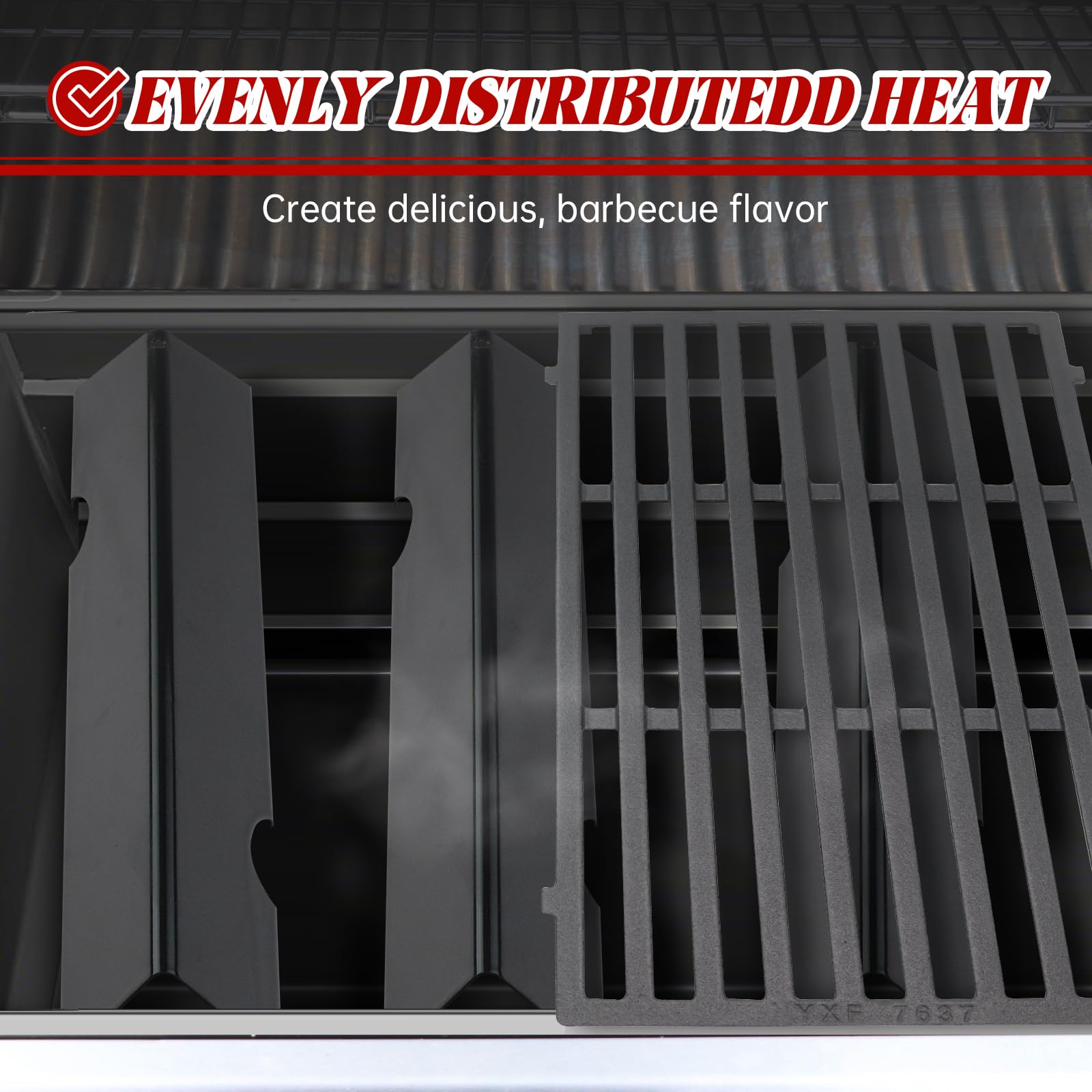 Bewesazy cast iron grates installed inside a Spirit 200 grill restoring heat distribution