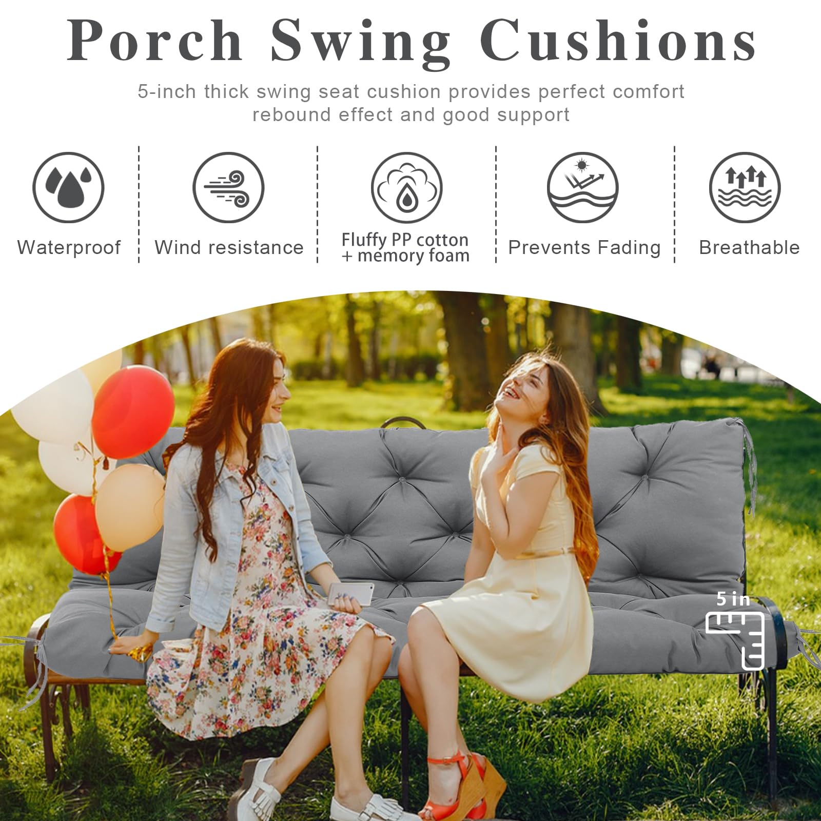 BFWHQ back view with eight non-slip ties secured, preventing cushion movement