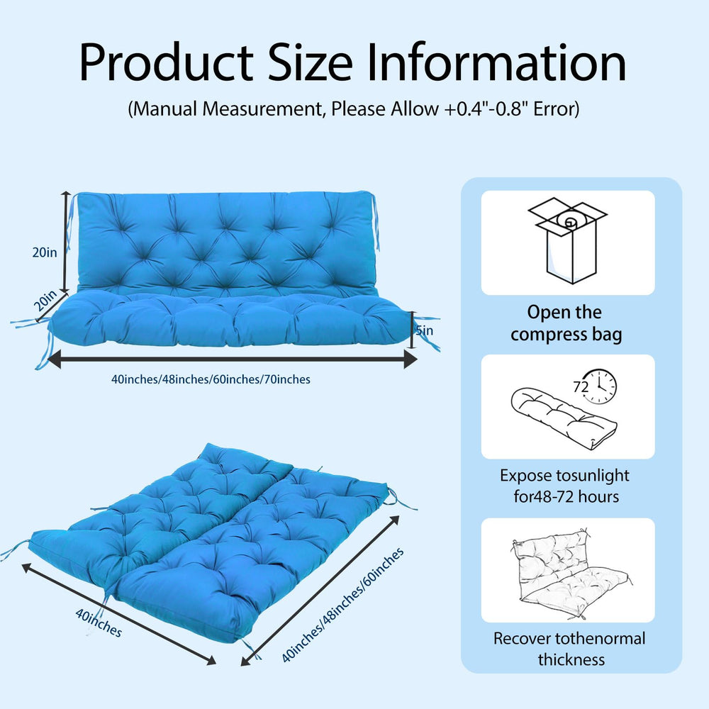 BFWHQ cushion on bench to show size and scale against standard bench