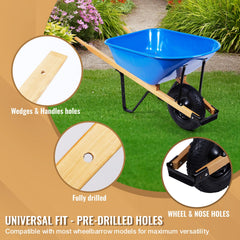 BHROWL person drilling handle on wheelbarrow demonstrating easy installation