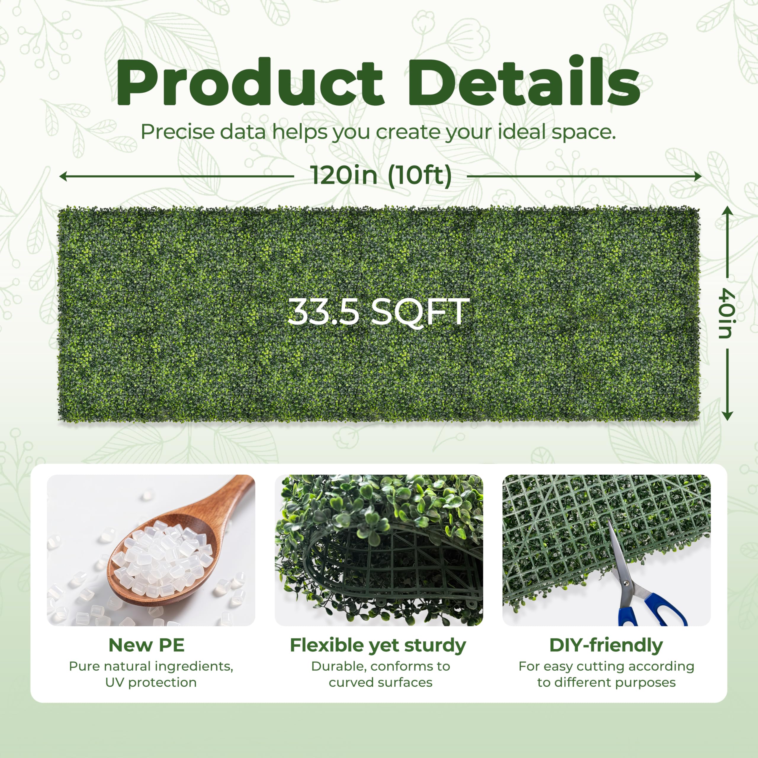 BHXCL close-up of boxwood texture highlighting realistic PE leaves and natural look