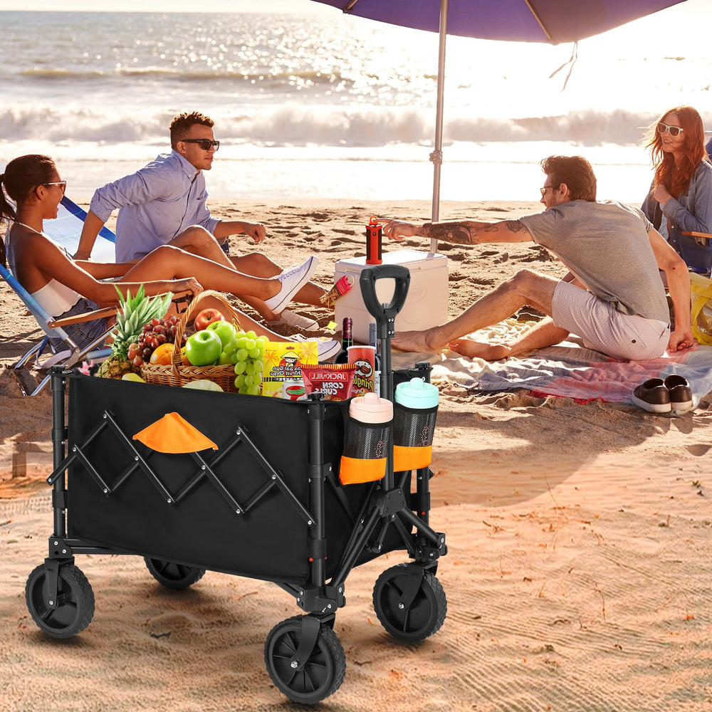 Biange wagon loaded at beach demonstrating easy transport benefit