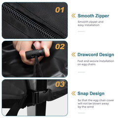 Bicherub detail of bungee hem securing cover for wind-resistant fit