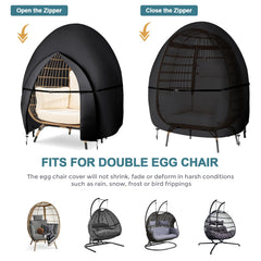 Bicherub side profile of covered double pod swing demonstrating weather shielding