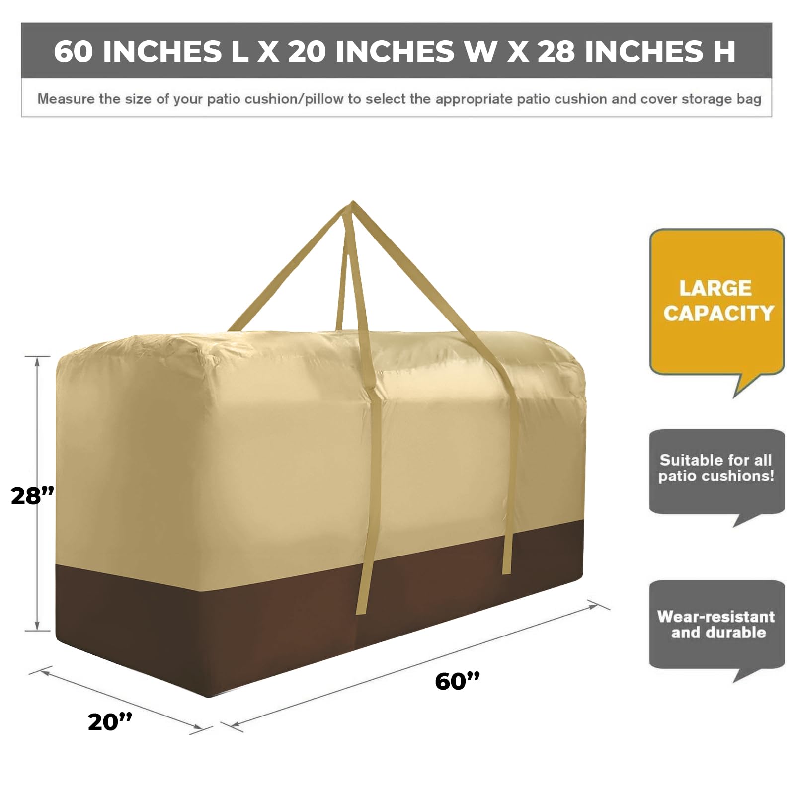 Bicherub filled with patio cushions to show capacity and organized protection