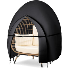 Bicherub front view of double egg chair cover showing full protection benefit