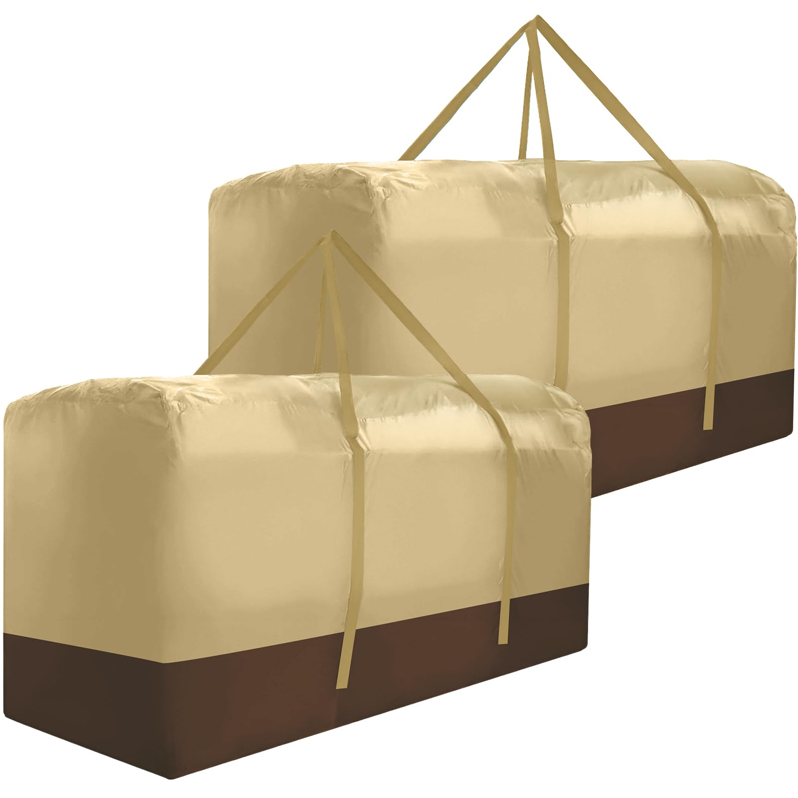 Bicherub beige storage bags front view showing size and zippers for secure weather protection