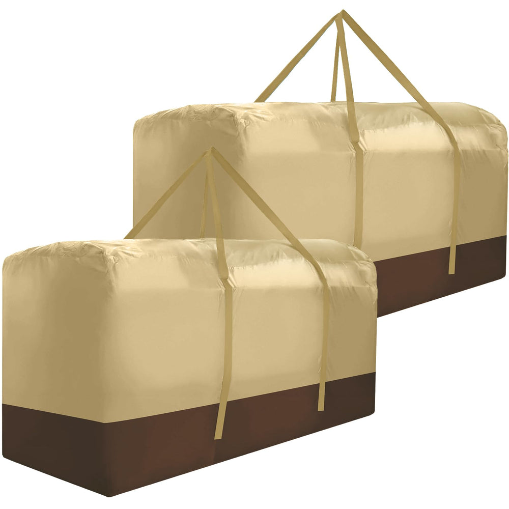 Bicherub beige storage bags front view showing size and zippers for secure weather protection
