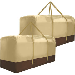 Bicherub beige storage bags front view showing size and zippers for secure weather protection