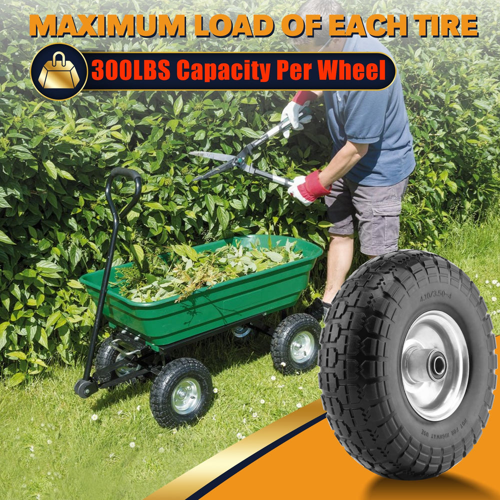 BIEAMA wheel mounted on garden cart demonstrating flat-free performance