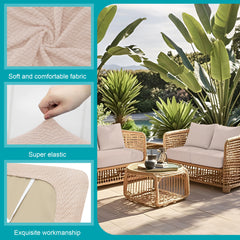 BIETYONE covers fitted on a patio sofa showing refreshed appearance and snug fit