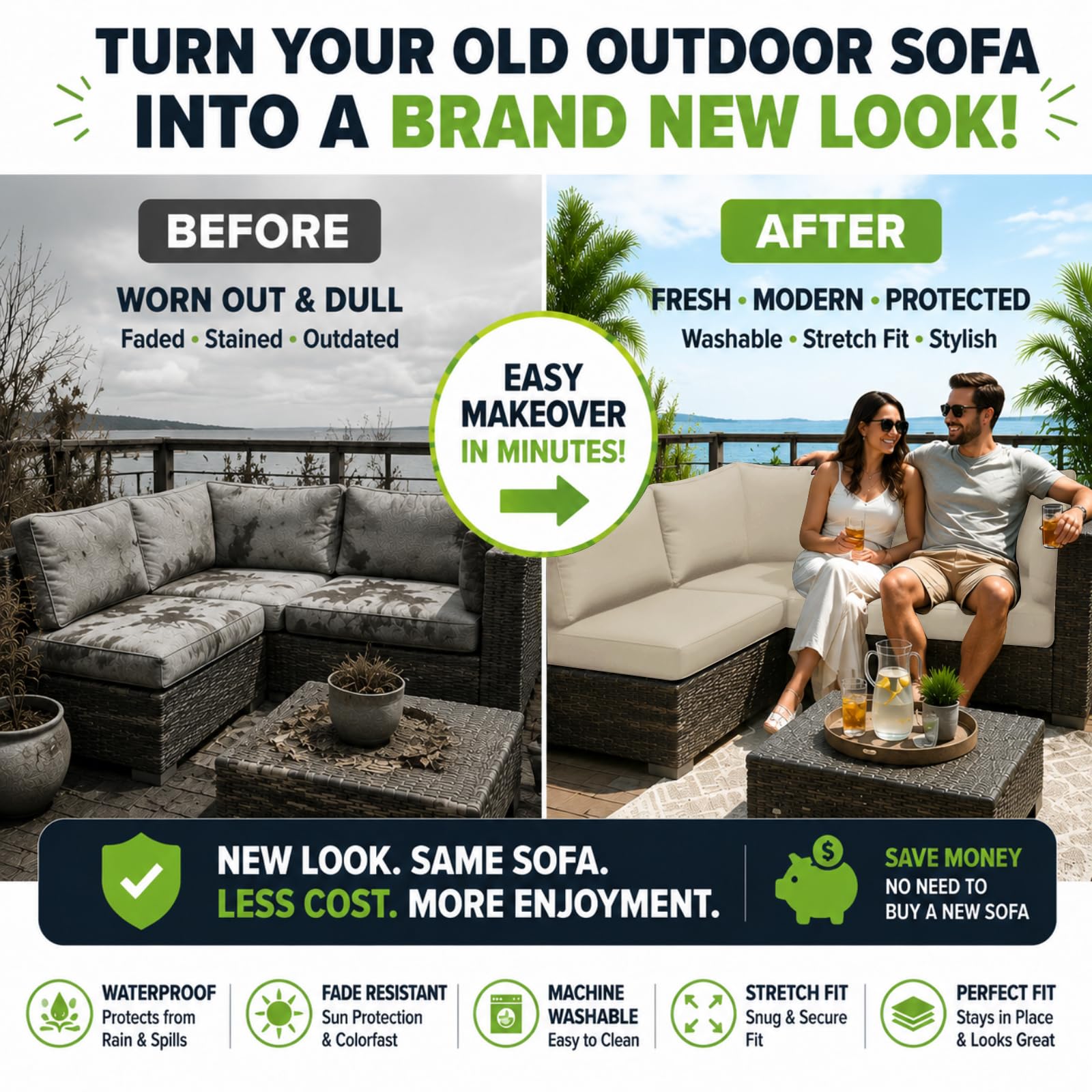 BIETYONE outdoor patio scene with covers showing stylish, protected seating