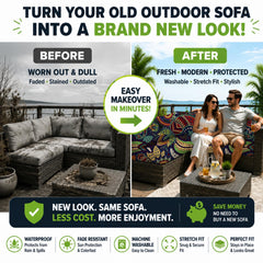 BIETYONE cover installed on outdoor sofa seat demonstrating snug fit and refreshed look