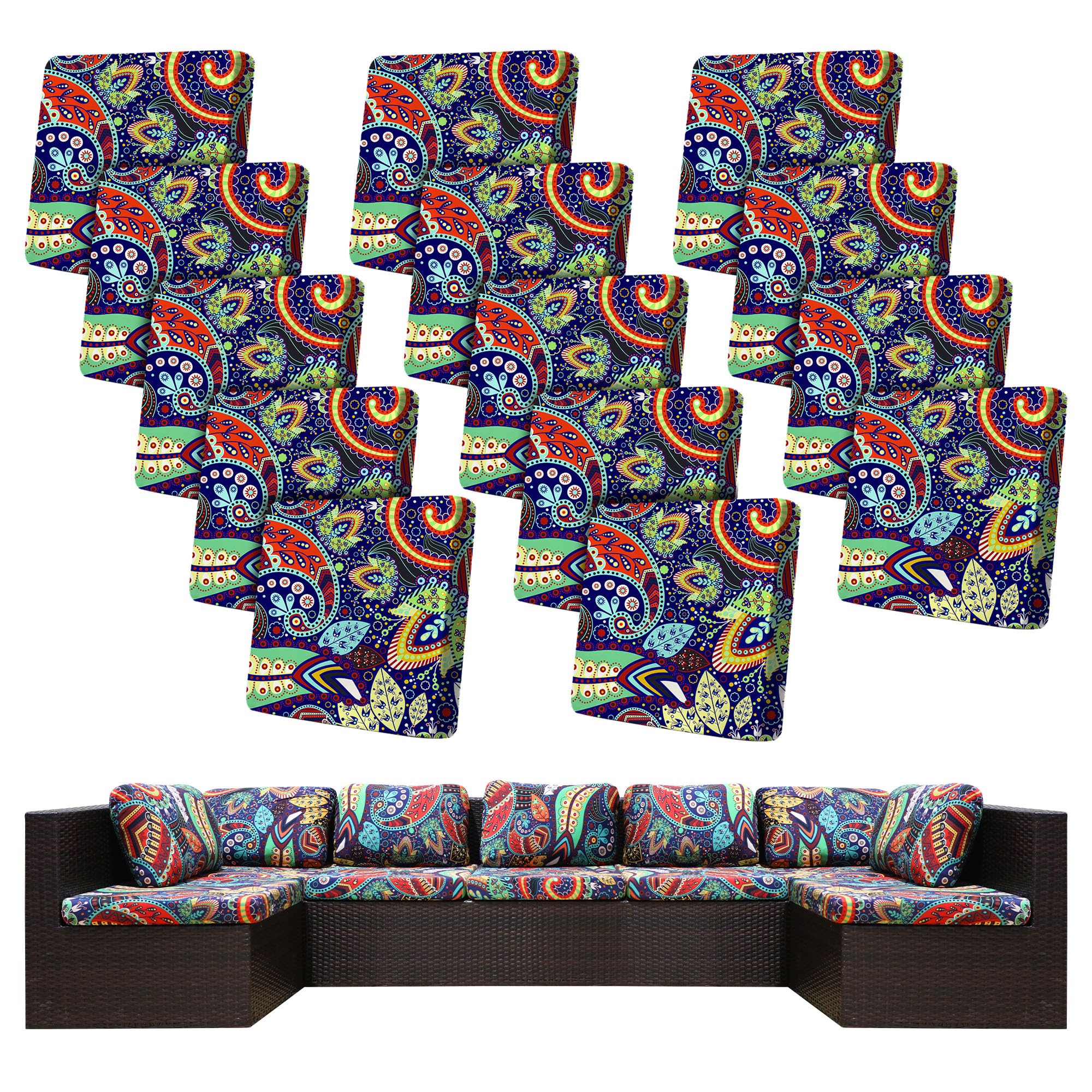 BIETYONE front view of 14-piece cushion covers set showing complete collection and colors