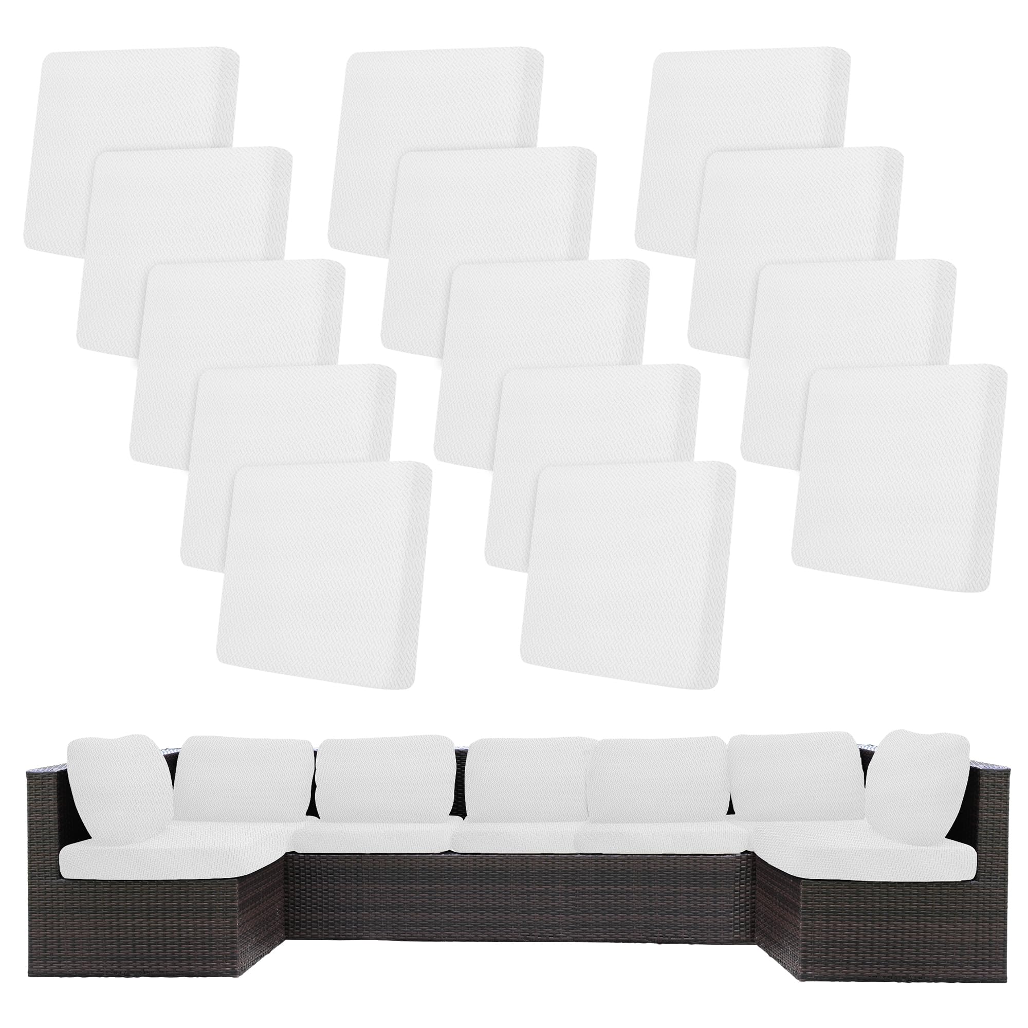 BIETYONE front view of 14-piece outdoor cushion cover set, quick patio refresh