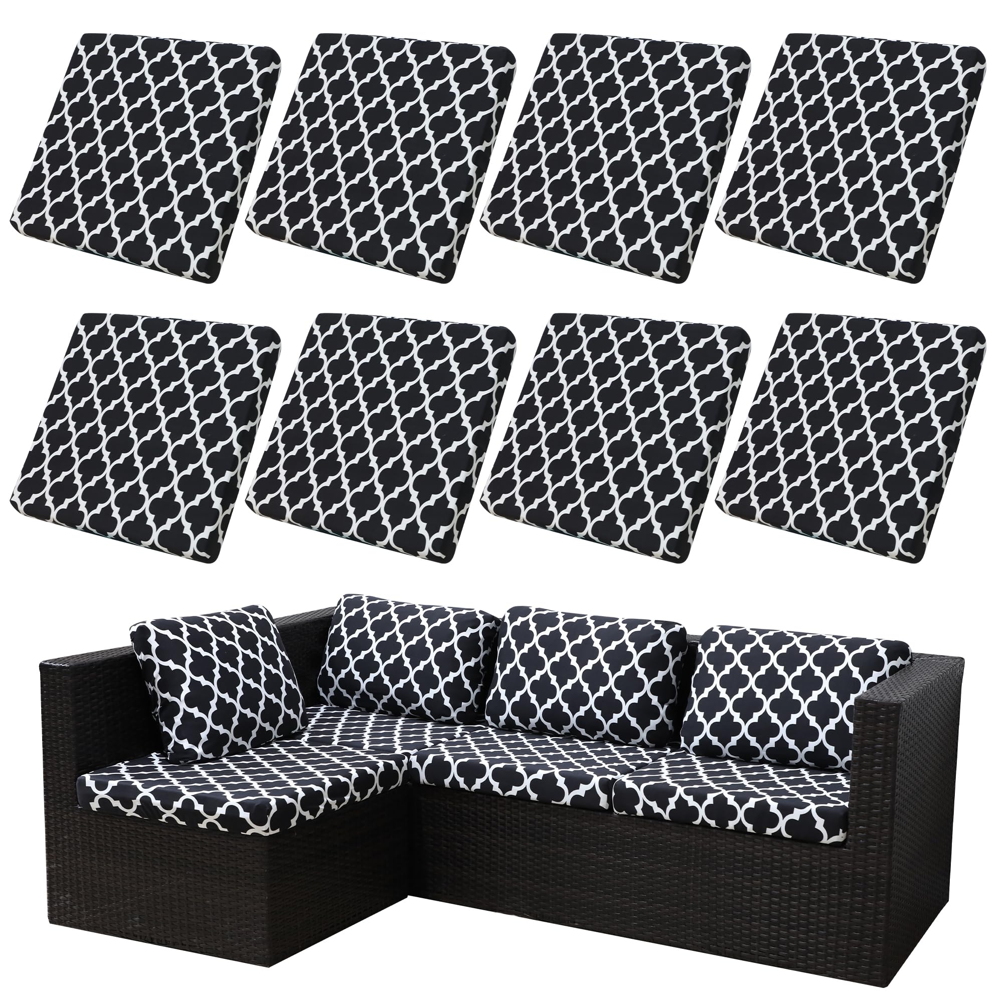 BIETYONE front view of eight cushion covers showing complete set and colors