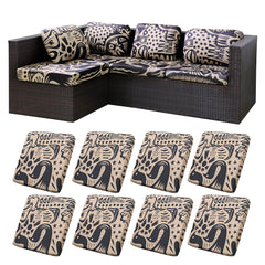 BIETYONE front view of eight cushion covers showing full set and colors, protects patio cushions
