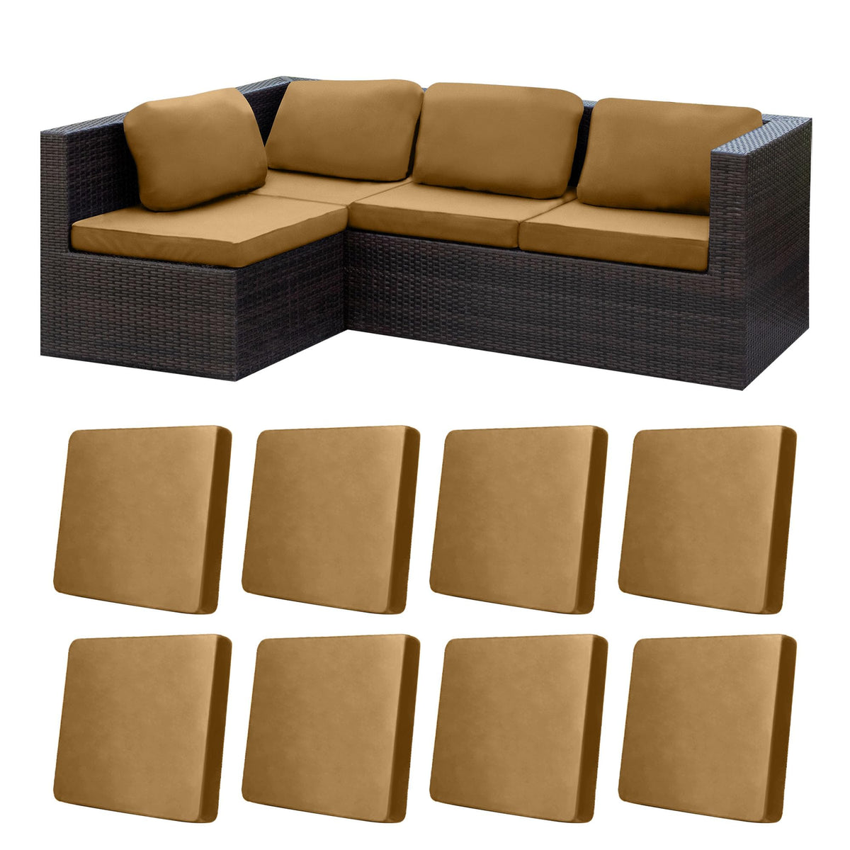 BIETYONE front view of eight packaged cushion covers showing complete set and matching finish