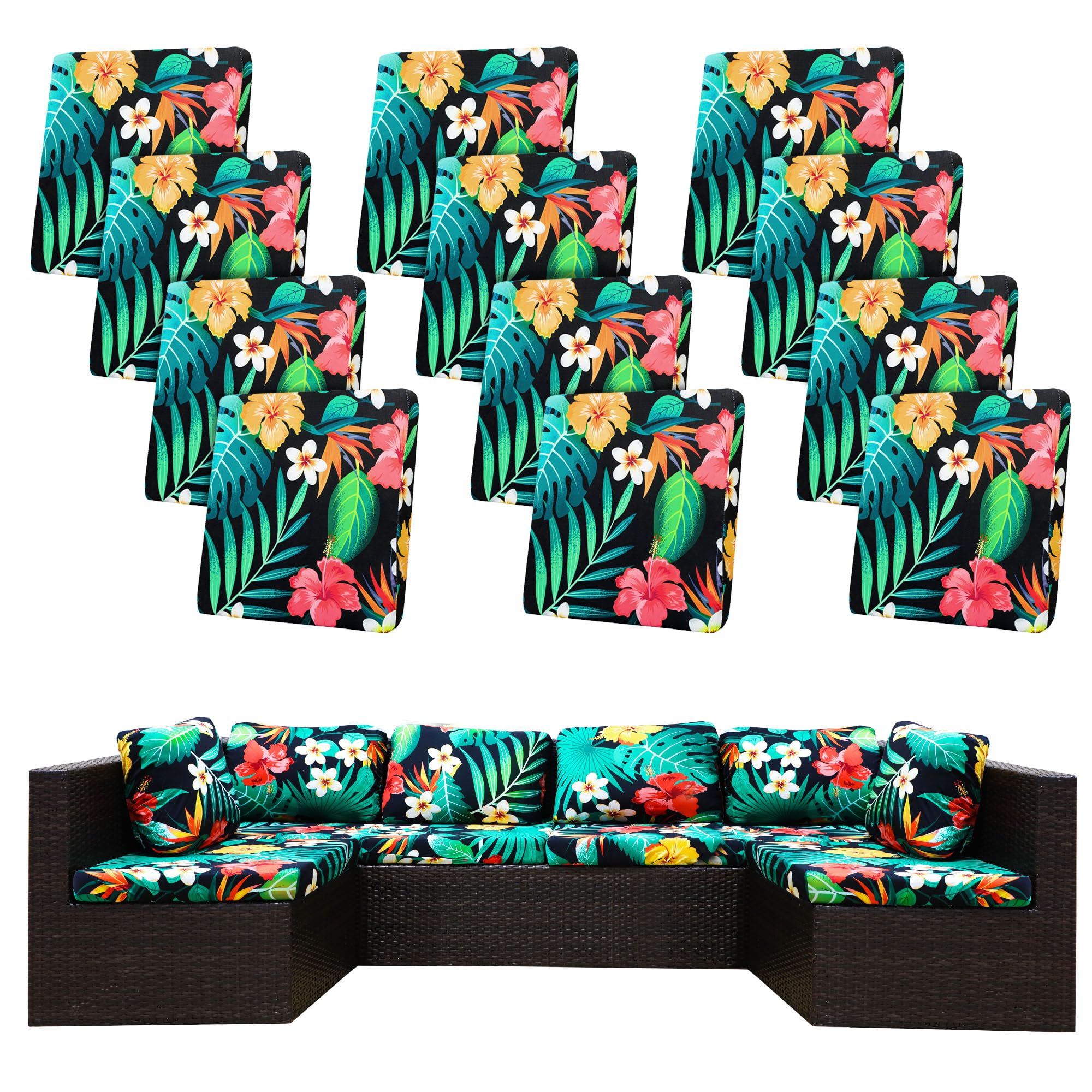 BIETYONE front view of twelve outdoor cushion covers refreshing patio sofa