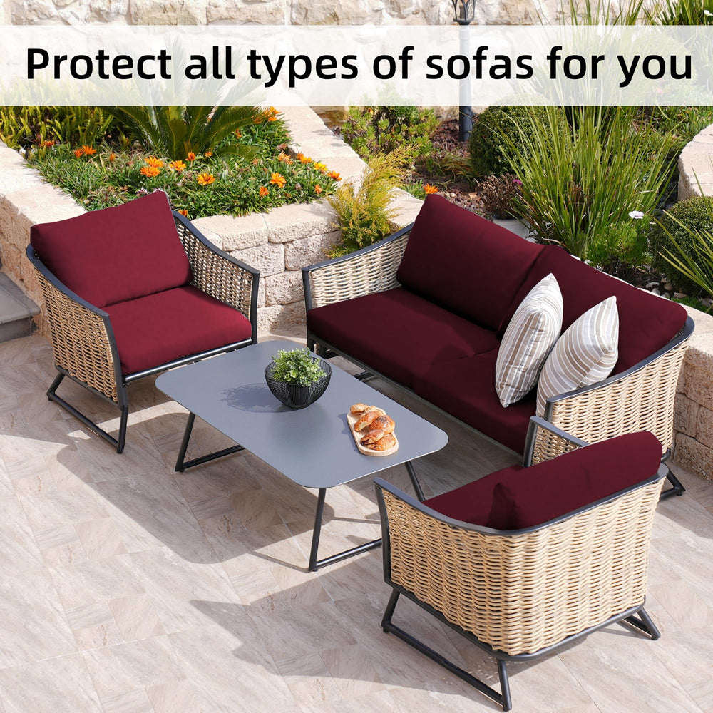 BIETYONE patio sofa with covers installed showing refreshed outdoor look