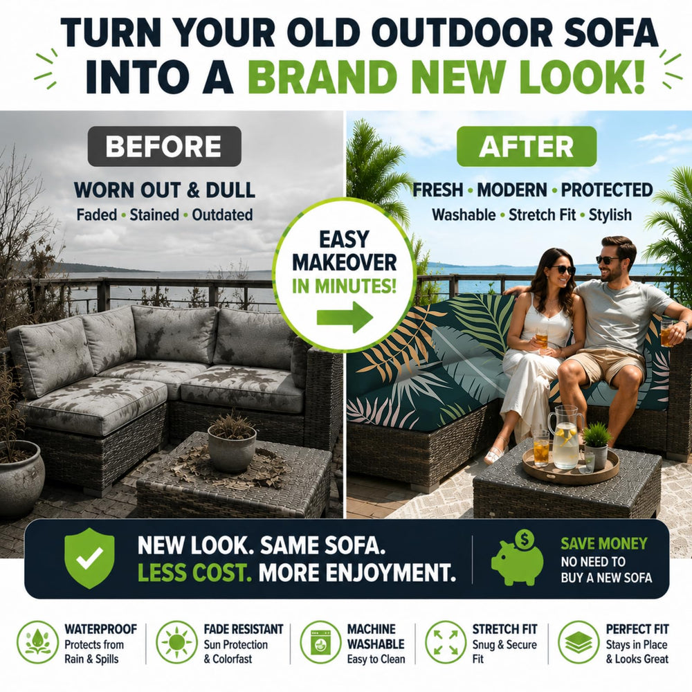 BIETYONE cushion cover installed on outdoor sofa showing easy update and comfort