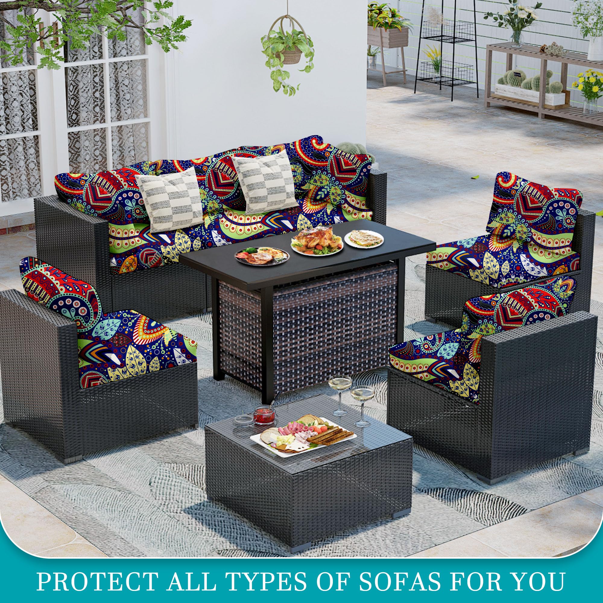 BIETYONE patterned cover on patio setting showing style update and decorator appeal
