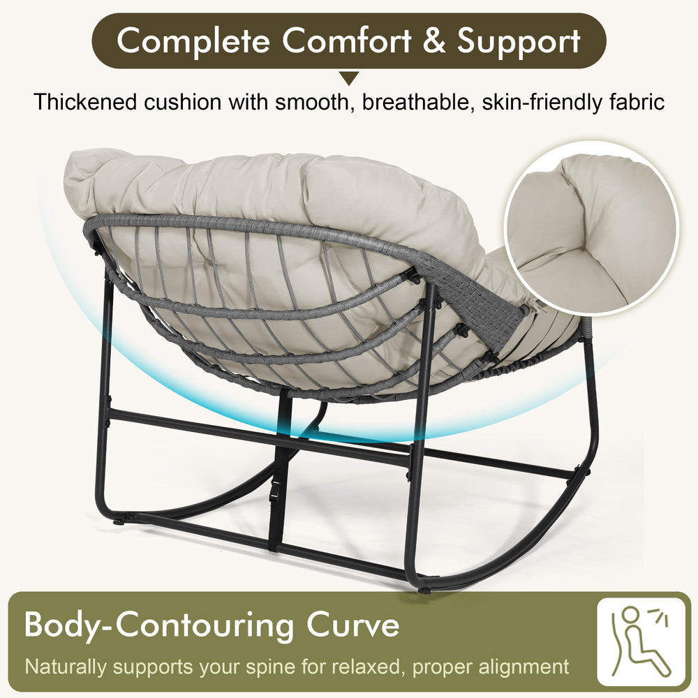 Bifanuo seat with person for scale illustrating roomy capacity and comfort