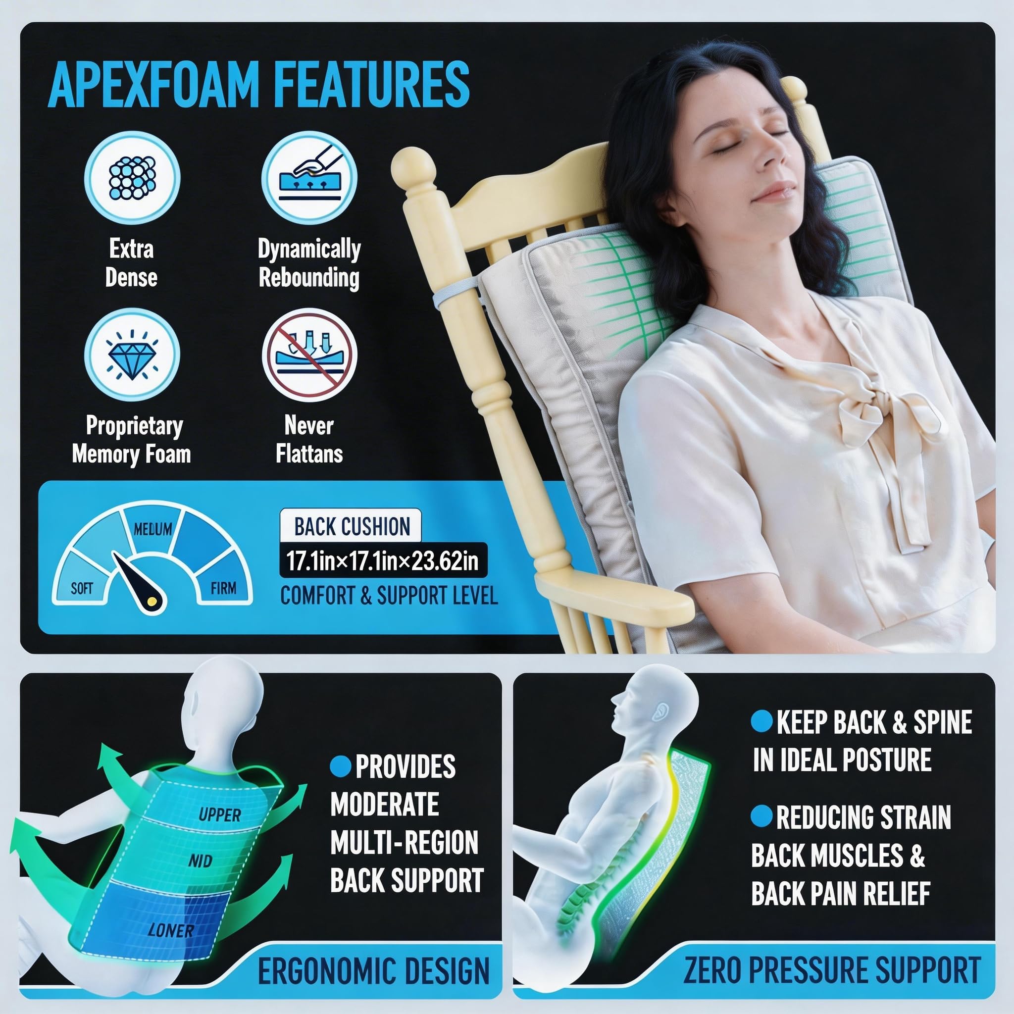 Big Hippo side profile on wooden glider demonstrates improved seating comfort