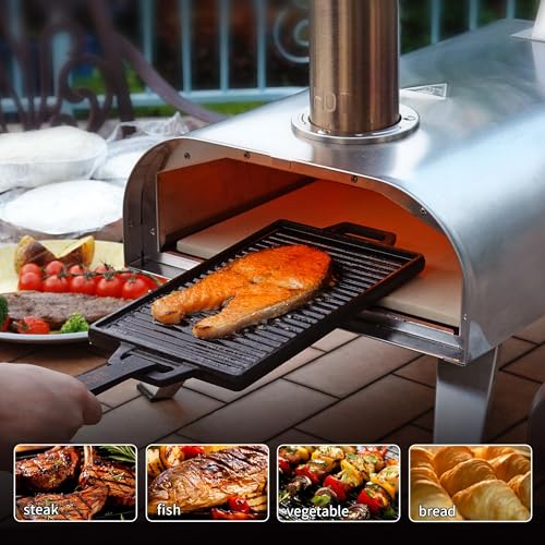 BIG HORN pellet hopper and flame detail showing wood-fired flavor potential