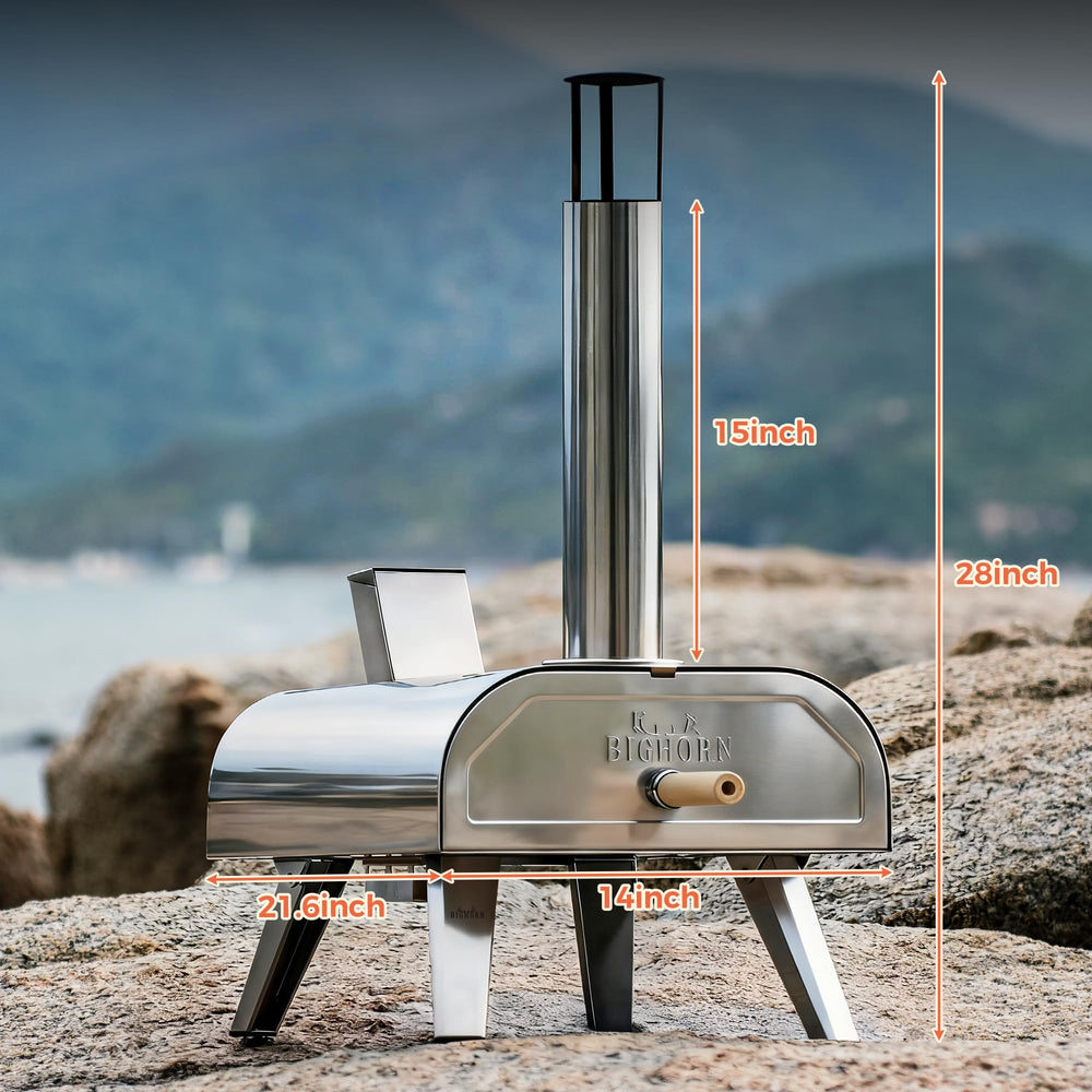 BIG HORN pellet hopper close-up showing tool-free attachment for easy refueling
