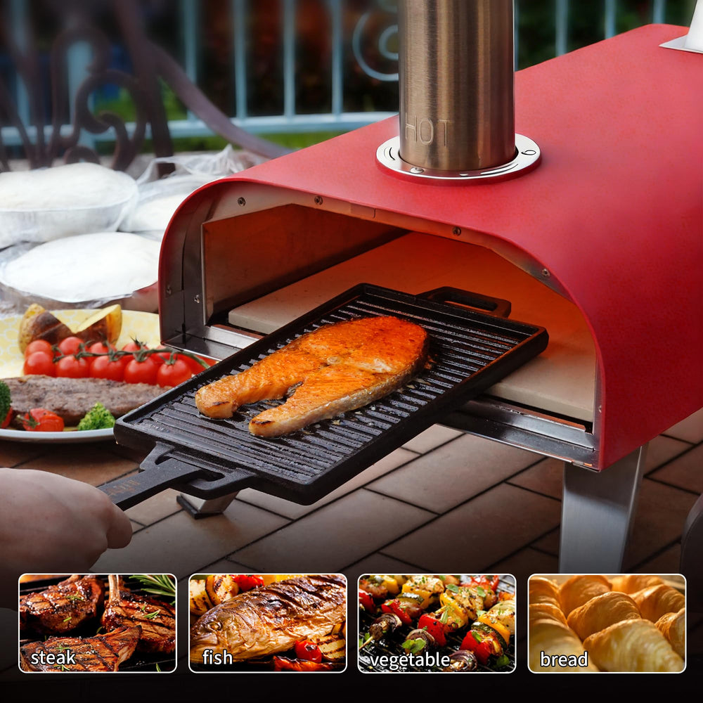 BIG HORN oven in backyard with pizza being served showing social cooking benefit
