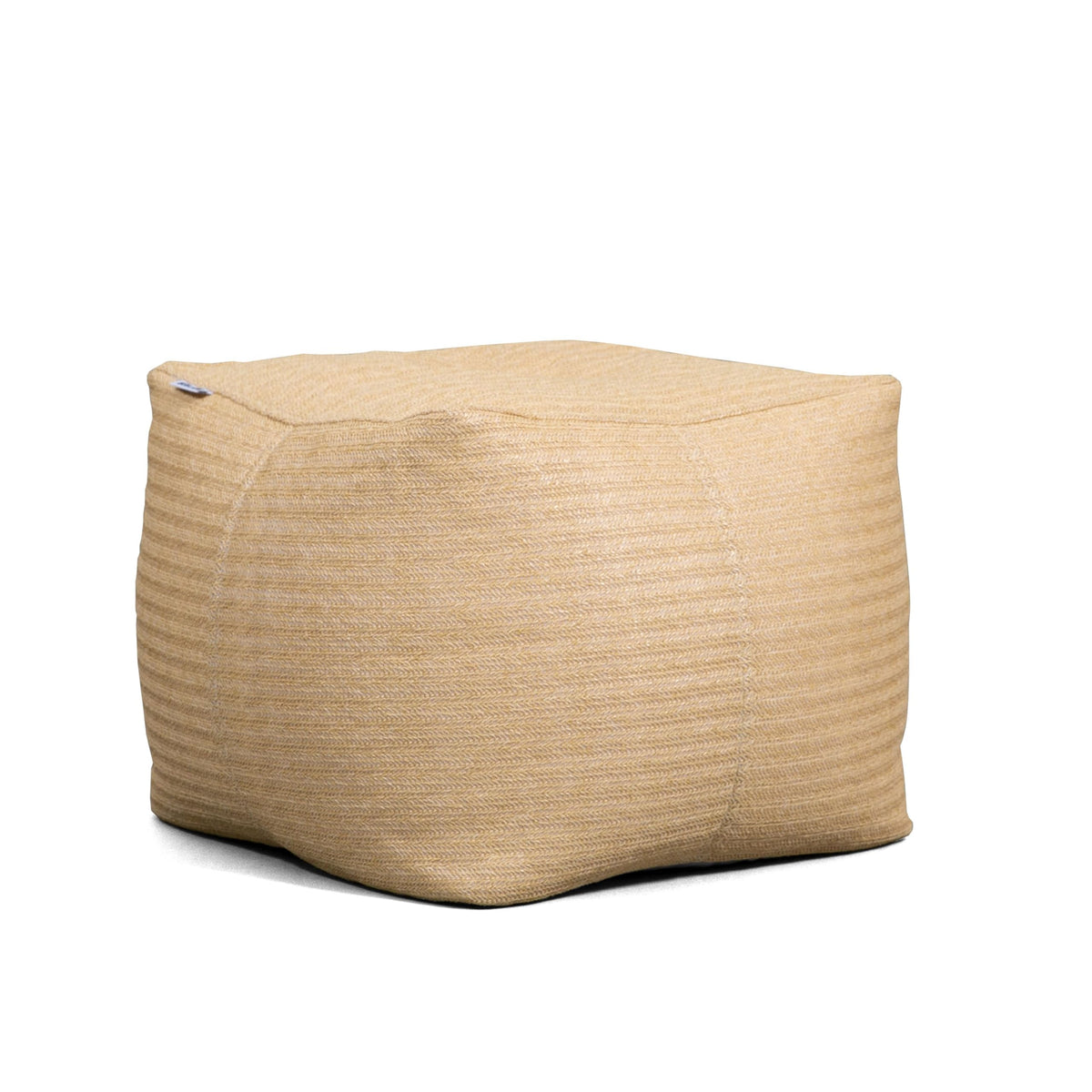 Big Joe front view of square ottoman showing natural basket-weave and style benefit